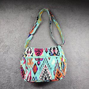 Vera Bradley Pueblo Crossbody Purse Side Pockets Adjustable Strap EUC Teal Pink